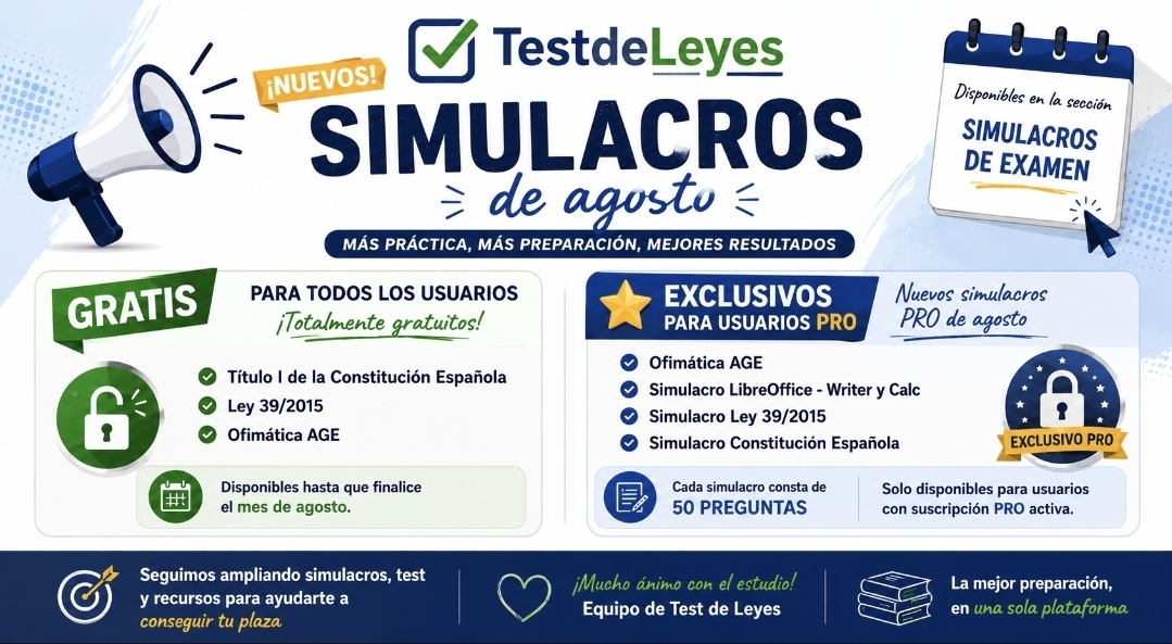 Nuevos simulacros de agosto: gratuitos y exclusivos para usuarios PRO