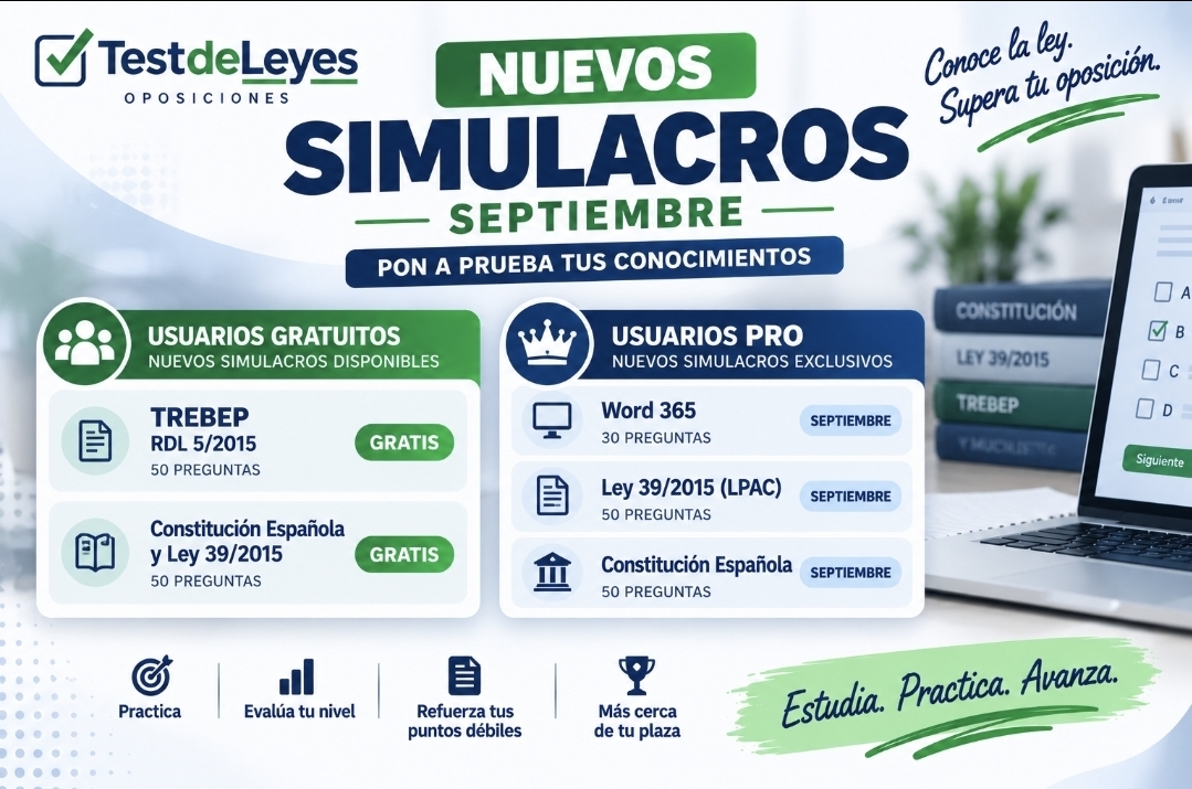 Nuevos SIMULACROS de septiembre en TestdeLeyes